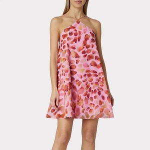 MILLY Billie Watercolor Leopard Halter Dress